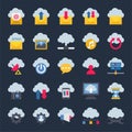 Flat color icons for cloud computing. Royalty Free Stock Photo