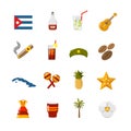 Flat Color Isolated Cuba Icons