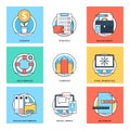 Flat Color Line Design Concepts Vector Icons 10