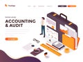 Flat color Modern Isometric Concept Illustration - Accounting and Audit