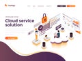 Flat color Modern Isometric Concept Illustration - Cloud Service Royalty Free Stock Photo