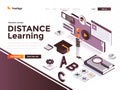 Flat color Modern Isometric Concept Illustration - Distance Learning
