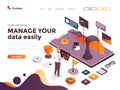 Flat color Modern Isometric Concept Illustration - Manage your data easily Royalty Free Stock Photo