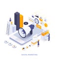 Flat color Modern Isometric Illustration design - Digital Market Royalty Free Stock Photo