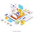 Flat color Modern Isometric Illustration - Online shopping Royalty Free Stock Photo