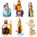 Flat Color Olympic Gods Icons Set