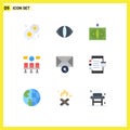 Flat Color Pack of 9 Universal Symbols of app, message, finance, mail, transportation
