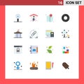 Flat Color Pack of 16 Universal Symbols of citadel, photo, power, focus, aperture