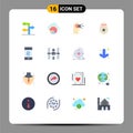 Flat Color Pack of 16 Universal Symbols of connection, bluetooth, process, egg, decoration