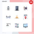 Flat Color Pack of 9 Universal Symbols of digital, computer, outline, hospital, medical