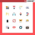 Flat Color Pack of 16 Universal Symbols of fathers day, date, sink, calendar, emoji