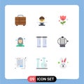 Flat Color Pack of 9 Universal Symbols of interior, bathroom, romance, technologist, specialist