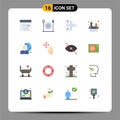 Flat Color Pack of 16 Universal Symbols of male, online, airplane, user, competencies