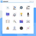 Flat Color Pack of 16 Universal Symbols of server, folder, business, tools, hammer Royalty Free Stock Photo