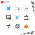 9 Thematic Vector Flat Colors and Editable Symbols of speech, photo, plug, image, student