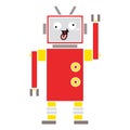 flat color retro cartoon crazy robot