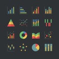 Flat color style Chart and Graph icons set