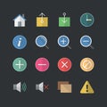 Flat color style Web & Mobile Application icons set