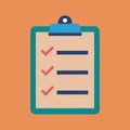 Flat color vector clipboard with checklist and checkmarks Royalty Free Stock Photo