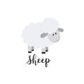 Flat color vector icon with cute animal for baby products - sheep. Cartoon style. Childrens doodle. Babyhood. Newborn Royalty Free Stock Photo