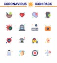 16 Flat Color viral Virus corona icon pack such as count, protection, coffin, disease, skull