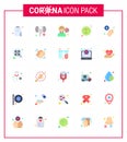 25 Flat Color viral Virus corona icon pack such as epidemic, bacteria, kidney, corona, sick