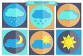 Flat color weather icons Royalty Free Stock Photo