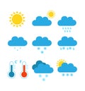 Flat color weather icons vector illustration isolated Royalty Free Stock Photo