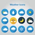 Flat color weather icons Royalty Free Stock Photo