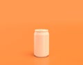 Flat color white plastic soda can in yellow orange background, monochrome, single color, 3d rendering