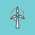 Flat color wind turbine, alternative energy icon Royalty Free Stock Photo