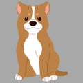 Flat colored adorable and simple Pitbull sitting in front view