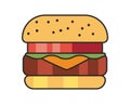 flat colored burger illustration