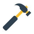 Claw Hammer Flat Colored Icon for Construction Carpentry Repair and Building Tools Royalty Free Stock Photo