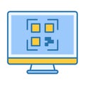 Computer QR Code Flat Colored Icon for Digital Scan Royalty Free Stock Photo