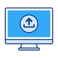 Computer Upload Flat Colored Icon for Data Transfer Royalty Free Stock Photo