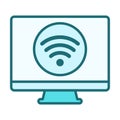 Computer WiFi Flat Colored Icon for Wireless Connection Royalty Free Stock Photo