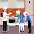 Flat Colored Cooking People Composition