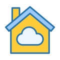 Home Cloud Flat Colored Icon for Online Storage and Smart Home Connectivity Royalty Free Stock Photo
