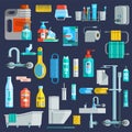 Flat Colored Hygiene Icons Set Royalty Free Stock Photo