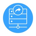 Server Share Badge in Flat Colored Style for Data Transfer and File Distribution Royalty Free Stock Photo