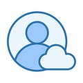 User Person Cloud Flat Colored Icon for Online Storage Account Sync Access Royalty Free Stock Photo