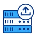 Server Upload Badge in Flat Colored Style for Data Transfer and Cloud Storage Input Royalty Free Stock Photo