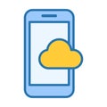 Smartphone Cloud Flat Colored Icon for Storage and Sync Mobile Tools Royalty Free Stock Photo