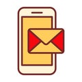 Smartphone Mail Notification Flat Colored Icon for Messaging and Alerts Royalty Free Stock Photo