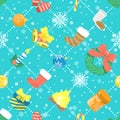 Flat Colorful Christmas Icons Seamless Background Pattern Royalty Free Stock Photo