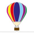 Flat colorful continuous line art Hot air balloon