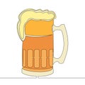 Flat colorful continuous line art Mug of beer