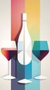 Flat colorful design wine tasting banner, wite modern flyer card. AI generative