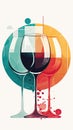 Flat colorful design wine tasting banner, wite modern flyer card. Graphic. AI generative